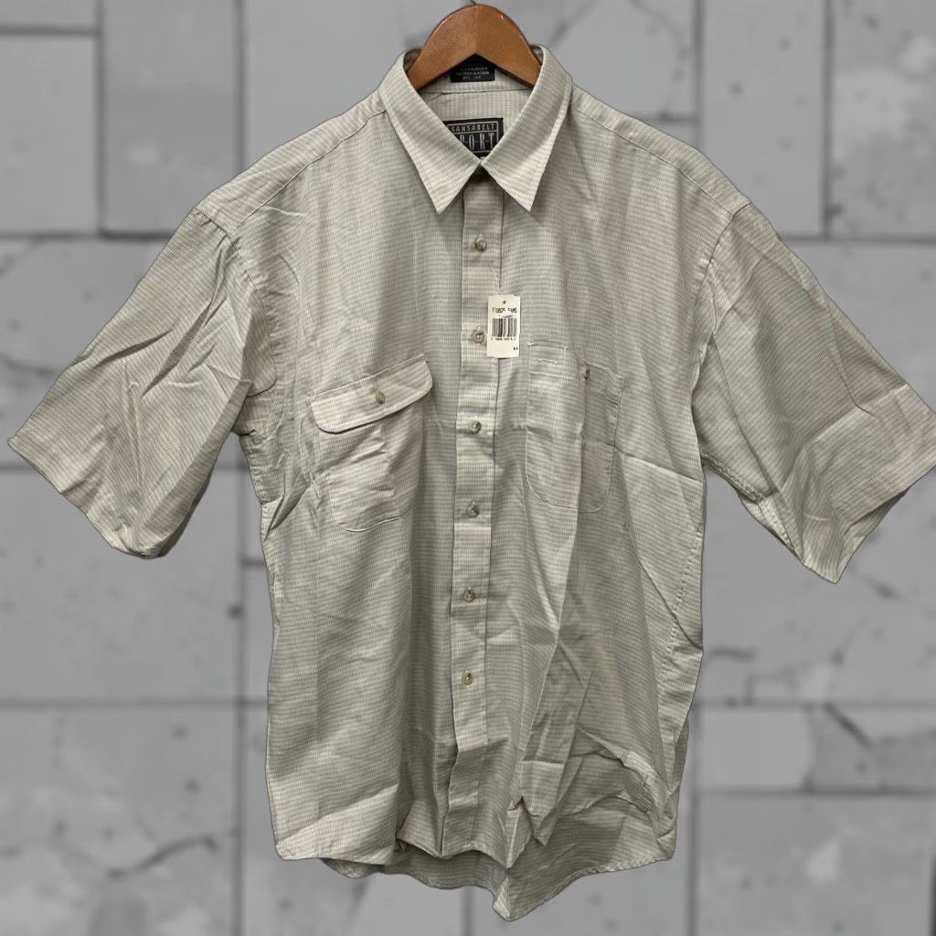 Vintage VINTAGE SANSABELT Cotton Plaid Button-Up Shirt Mens Short Sleeve Size L Beige Sports Size US L / EU 52-54 / 3 - 1 Thumbnail
