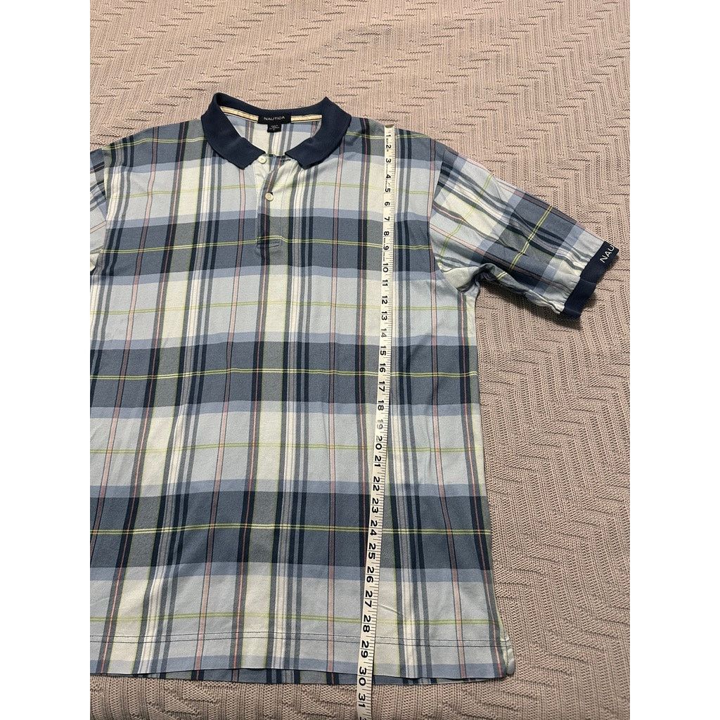 Nautica Nautica blue plaid short sleeve polo shirt size L Size US L / EU 52-54 / 3 - 6 Thumbnail