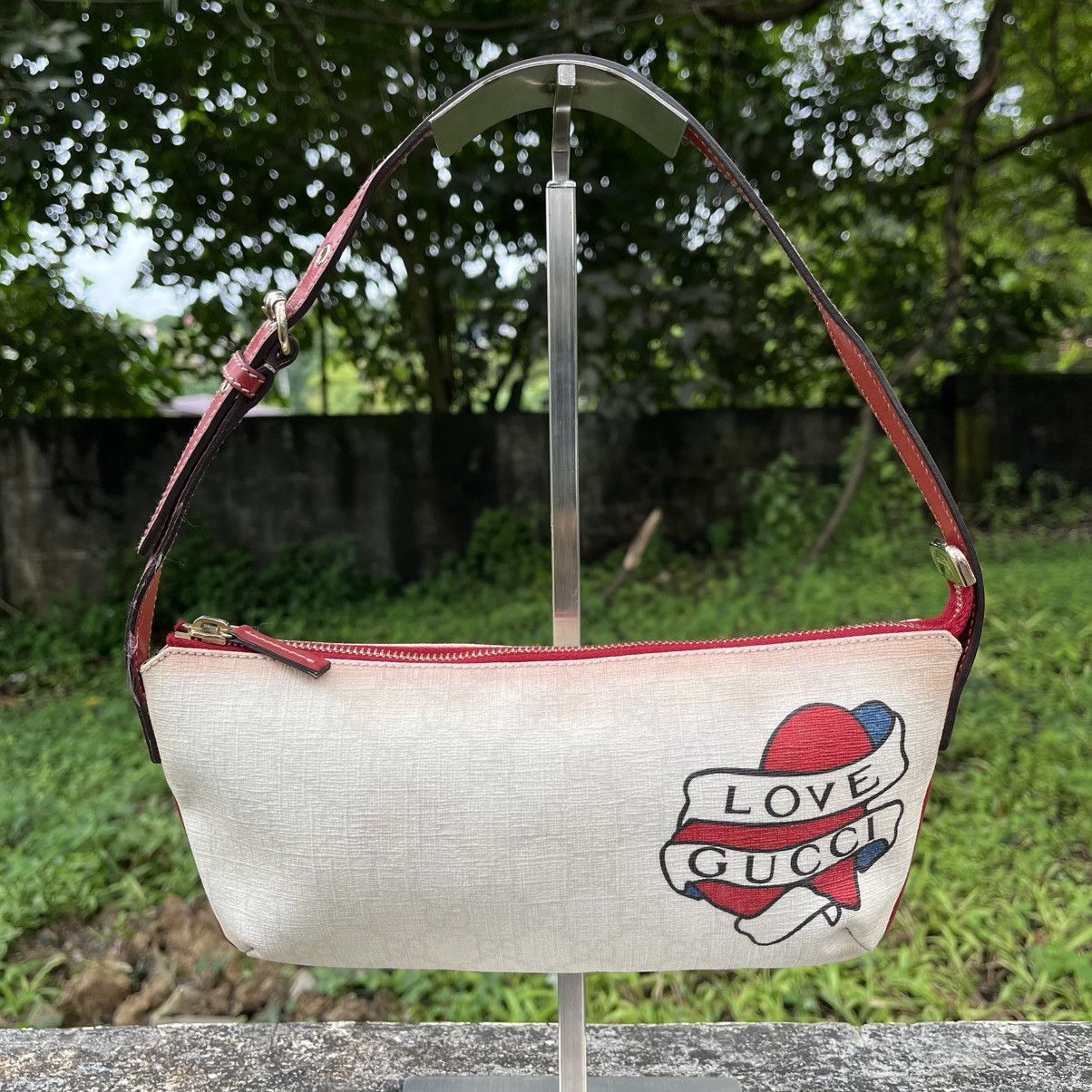 Gucci Gucci “Love Gucci” Heart Tattoo Monogram Canvas Shoulder Bag Size ONE SIZE - 2 Thumbnail