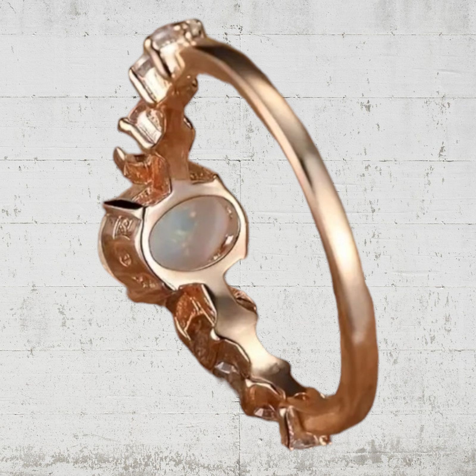 Other White Opal Moon Accent Rose Golden Ring Size 6 Size ONE SIZE - 5 Thumbnail