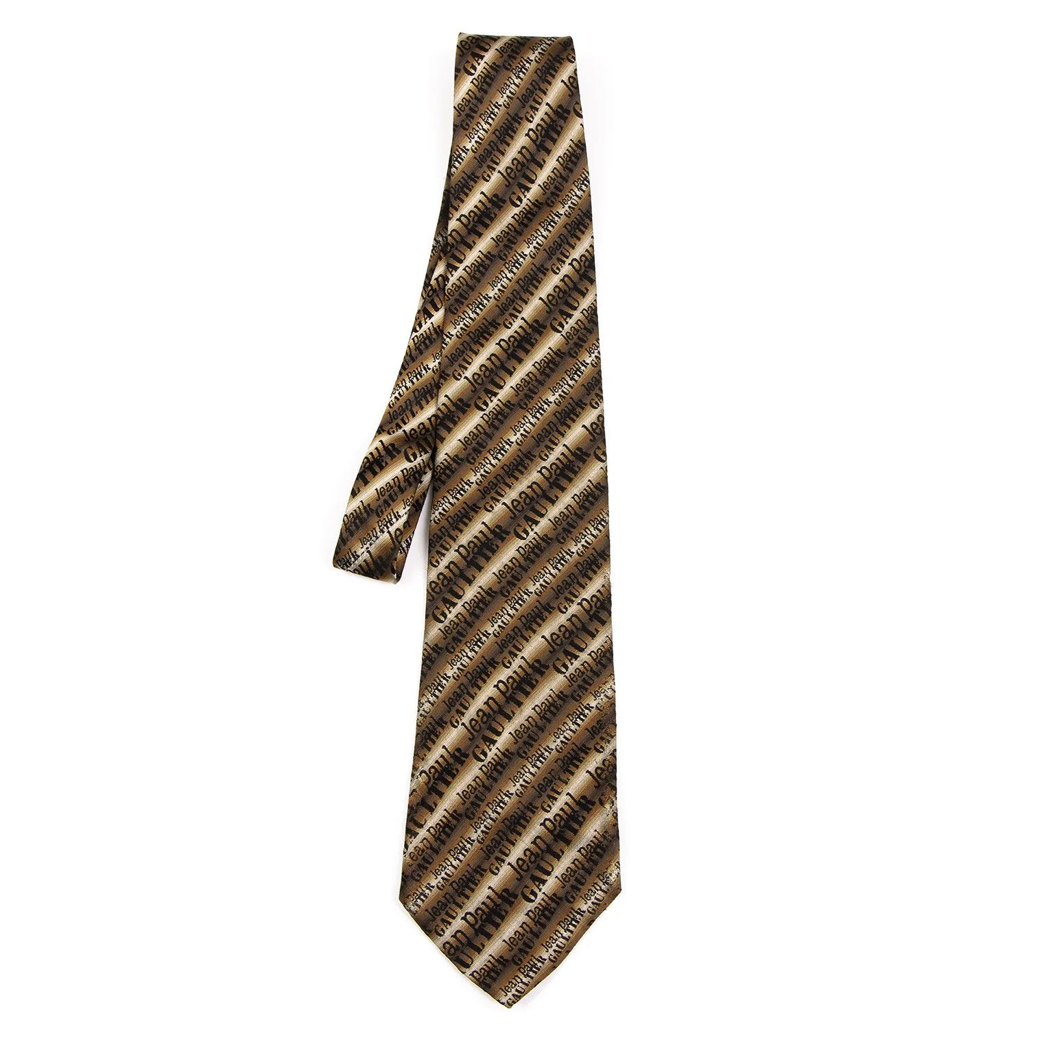 Jean Paul Gaultier Jacquard Logo Tie in Brown and Gray Size ONE SIZE - 1 Thumbnail