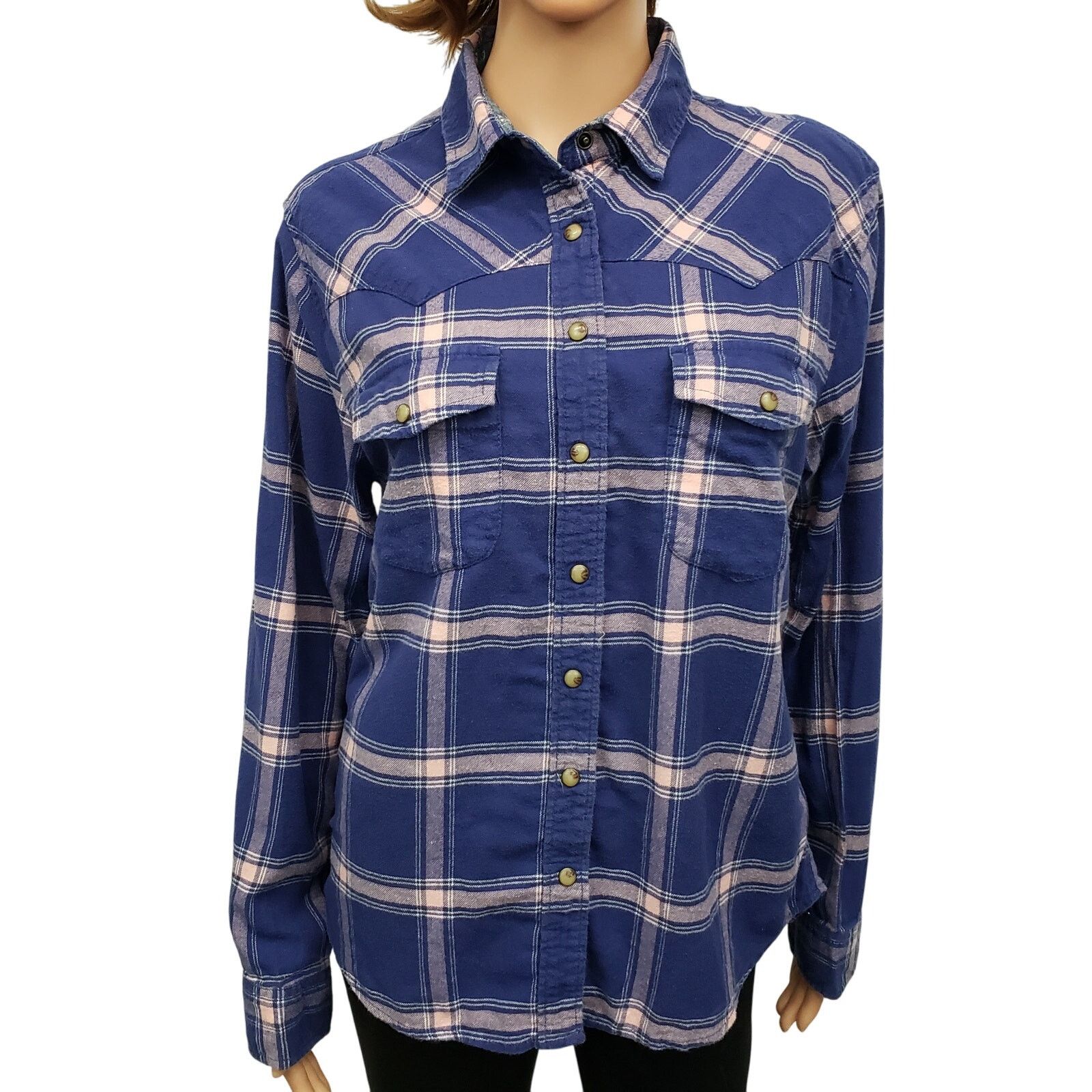JACHS NY JACHS Girlfriend Flannel Shirt Snap Plaid Paisley Cuff Size S / US 4 / IT 40 - 3 Thumbnail