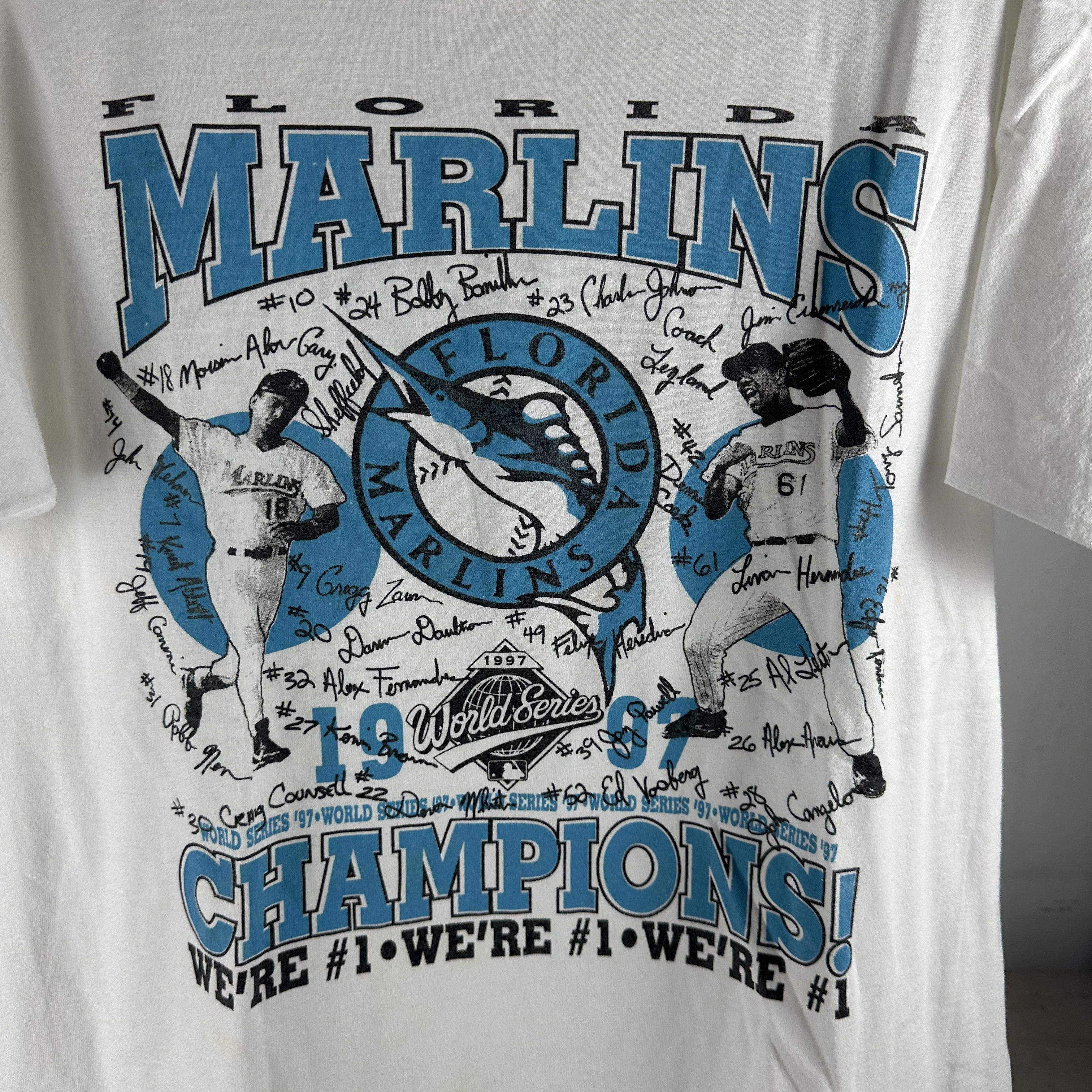 Vintage Vintage 1997 Florida Marlins MLB World Champions T-Shirt Size US XL / EU 56 / 4 - 2 Thumbnail