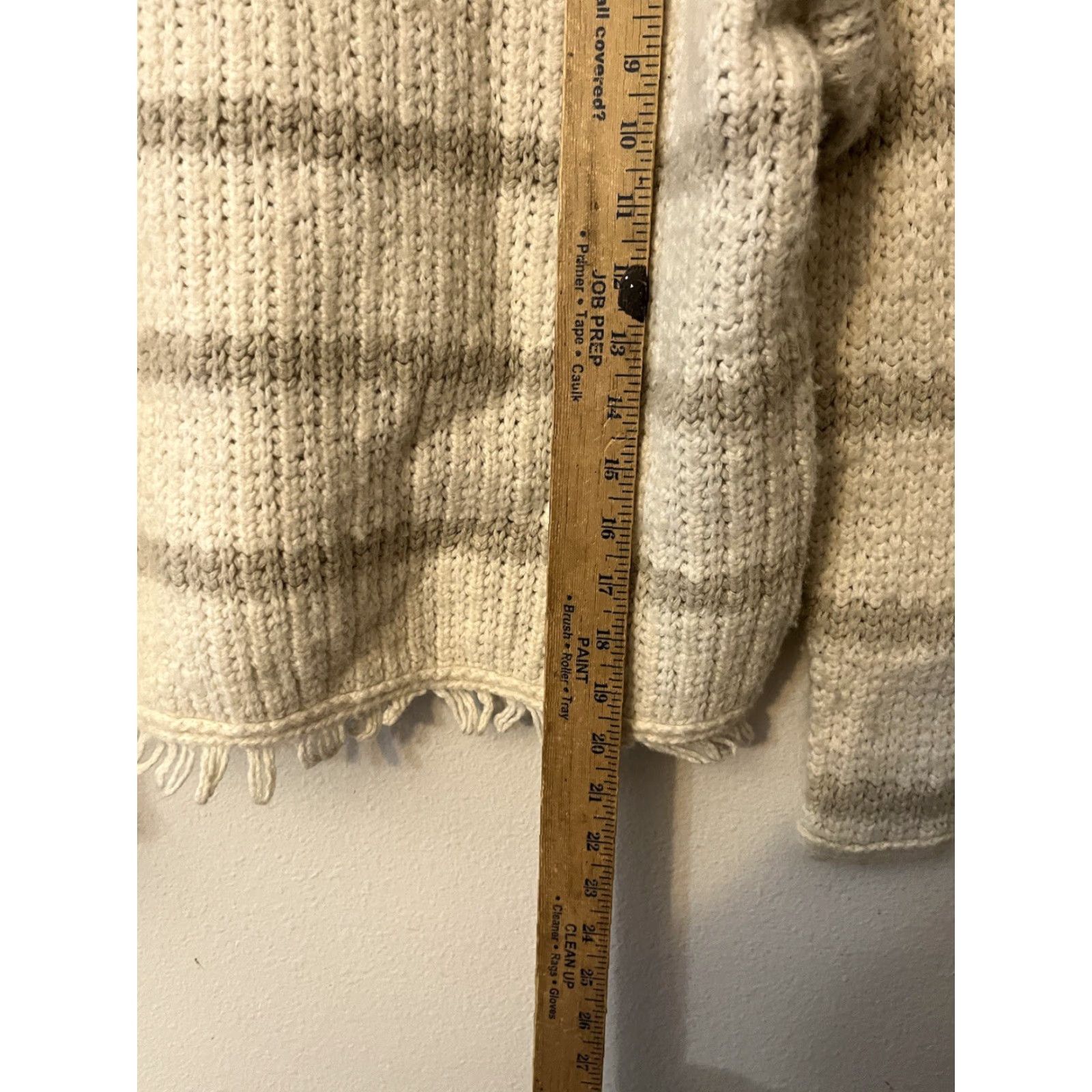 Madewell Madewell Sweater Womens Size XS Long Sleeve Wool Blend Knit Fringe Striped Color Beige Size XS / US 0-2 / IT 36-38 - 6 Thumbnail