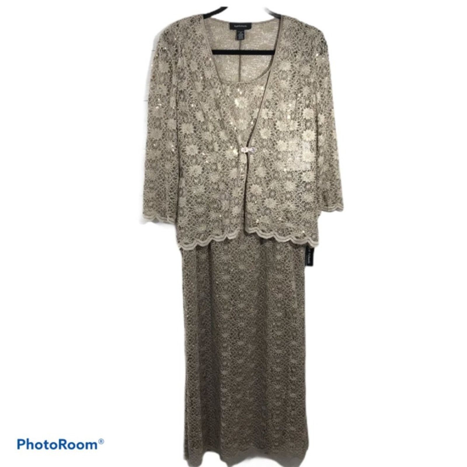 Other R&M Richards Gold Lace Formal Dress Jacket 2 Piece Set NWT Size M / US 6-8 / IT 42-44 - 1 Thumbnail