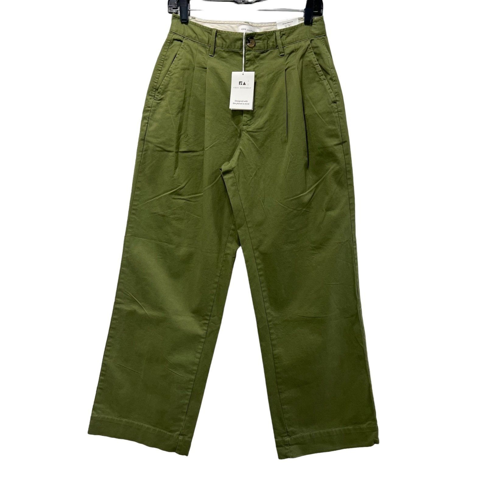 Other Free Assembly - Women's Wide Leg Chino Pants - Green - 4 Size 27" / US 4 / IT 40 - 3 Thumbnail