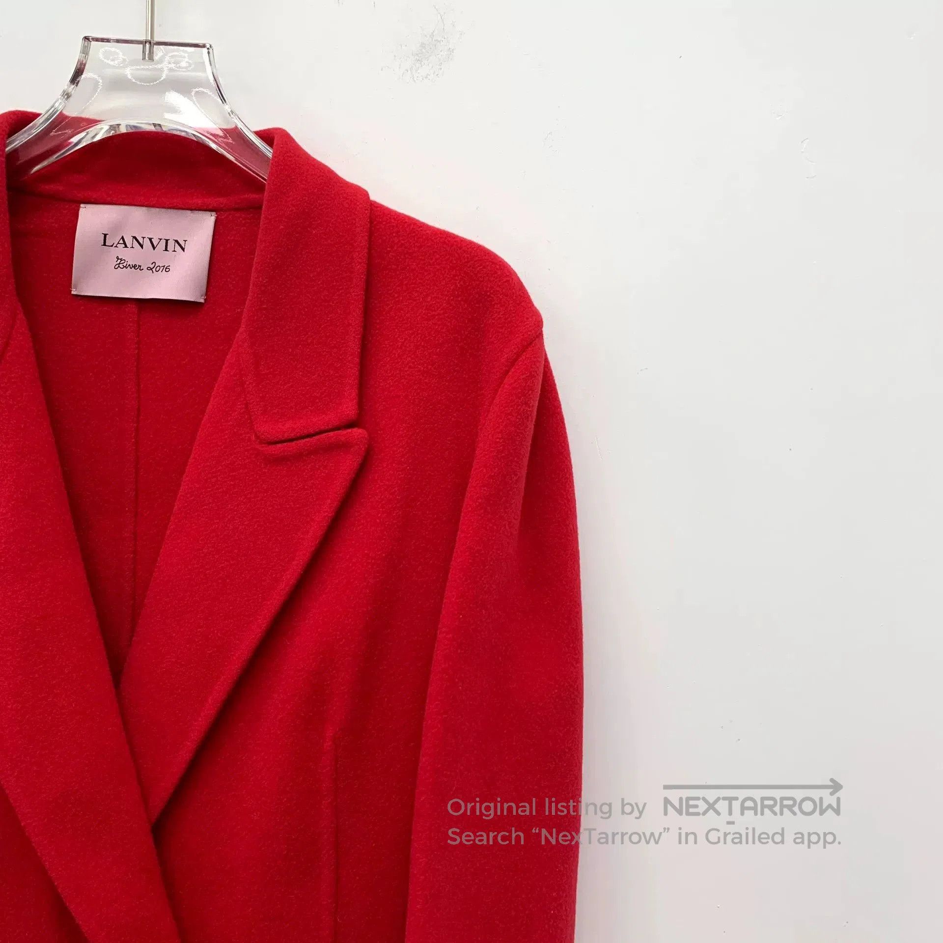 Lanvin red wool lapel coat with belt. Size US S / EU 44-46 / 1 - 3 Thumbnail
