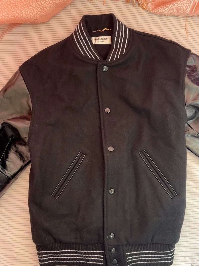Saint Laurent Paris Saint Laurent Black Leather Sleeve Bomber Jacket - dmc Size US M / EU 48-50 / 2 - 1 Thumbnail