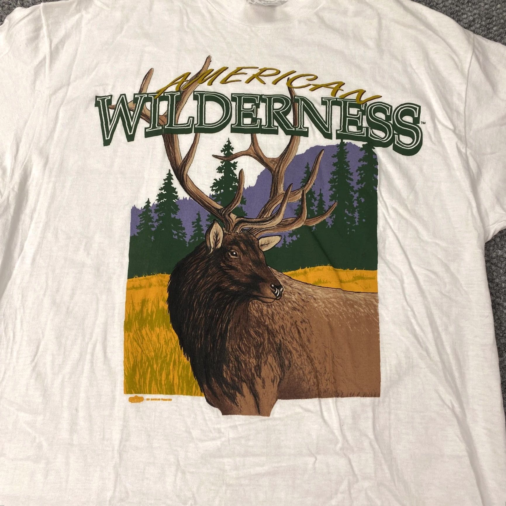 Hanes VINTAGE Hanes Wilderness T-Shirt Mens Large White Graphic Elk Deer Made USA 90s Nature Outdoor Animals Size US L / EU 52-54 / 3 - 2 Thumbnail
