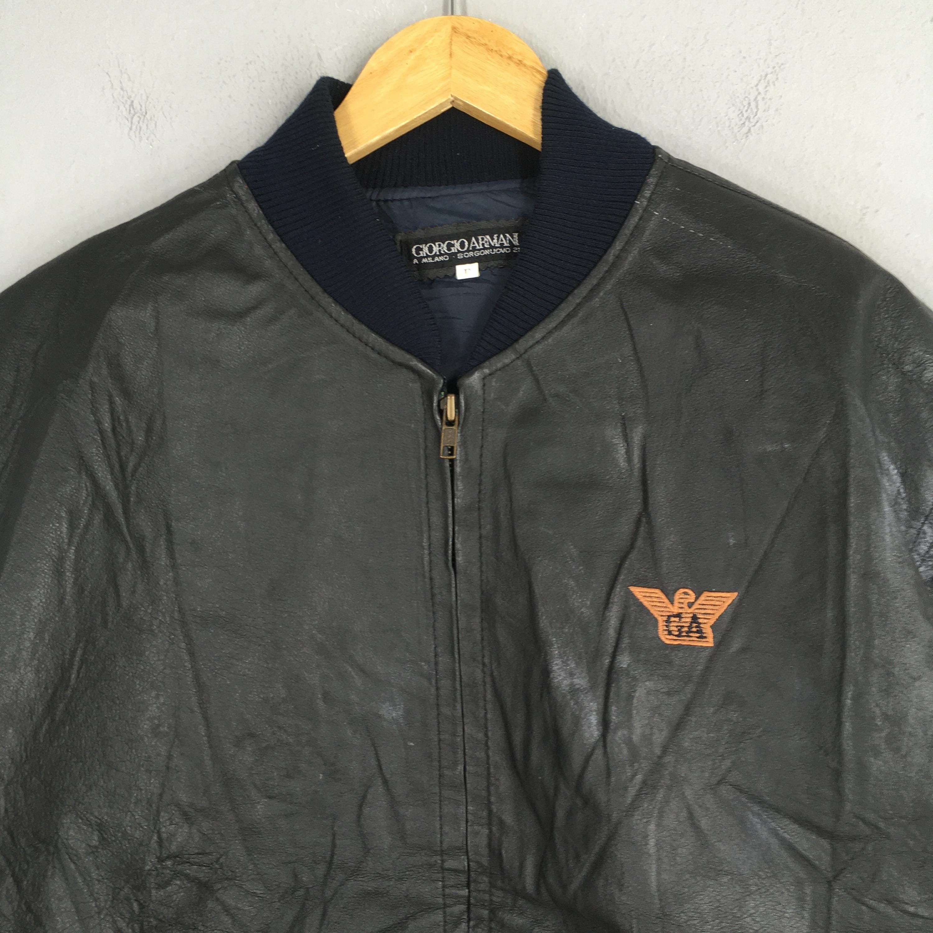 Armani 1990's GA Giorgio Armani Jeans Leather Black Jacket Large Size US L / EU 52-54 / 3 - 2 Thumbnail