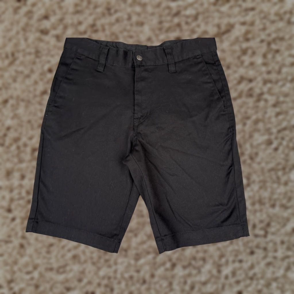 Volcom Volcom Mens 29 Black Canvas Chino Shorts Flat Front 10 Inseam Summer Casual Stretch Pockets Regular Fit Size US 29 - 1 Thumbnail
