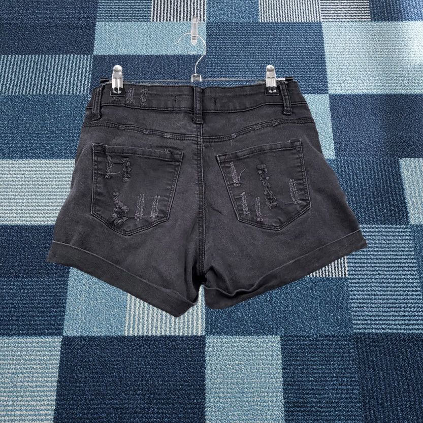 Vintage KanCan Shorts Womens Black Hot Pants Size 7 Dark Wash Denim Mid Rise Distressed Size 27" / US 4 / IT 40 - 1 Thumbnail
