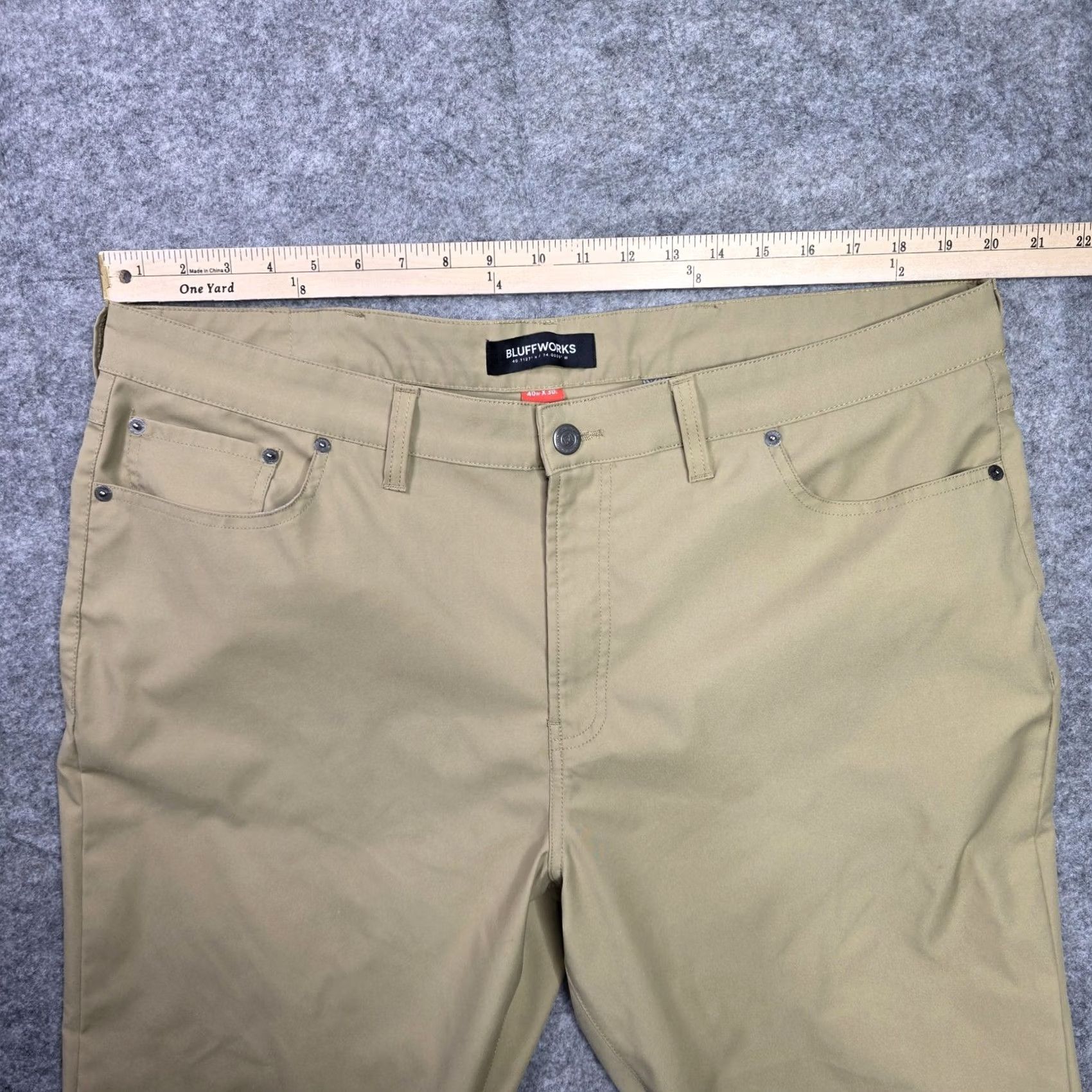 Vintage Bluffworks Ascender Pants Mens 40x30 Slim Fit Travel Chino Khaki Performance Size US 40 / EU 56 - 3 Thumbnail