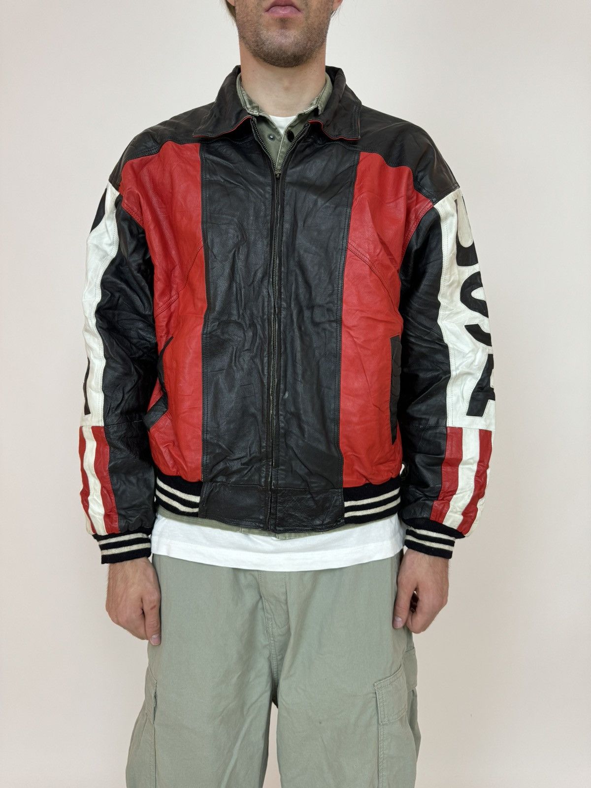 Vintage Vintage Leather Jacket 9000 Motorcycle USA American Flag Size US XXL / EU 58 / 5 - 1 Thumbnail