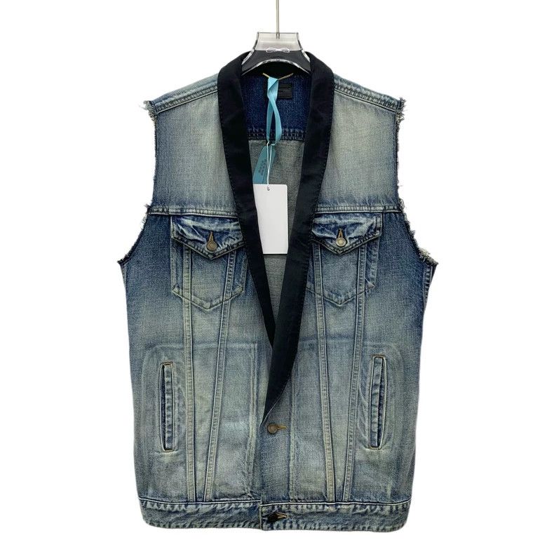 Saint Laurent Paris Saint Laurent Paris Light blue washed old cotton denim ves Size M / US 6-8 / IT 42-44 - 1 Thumbnail