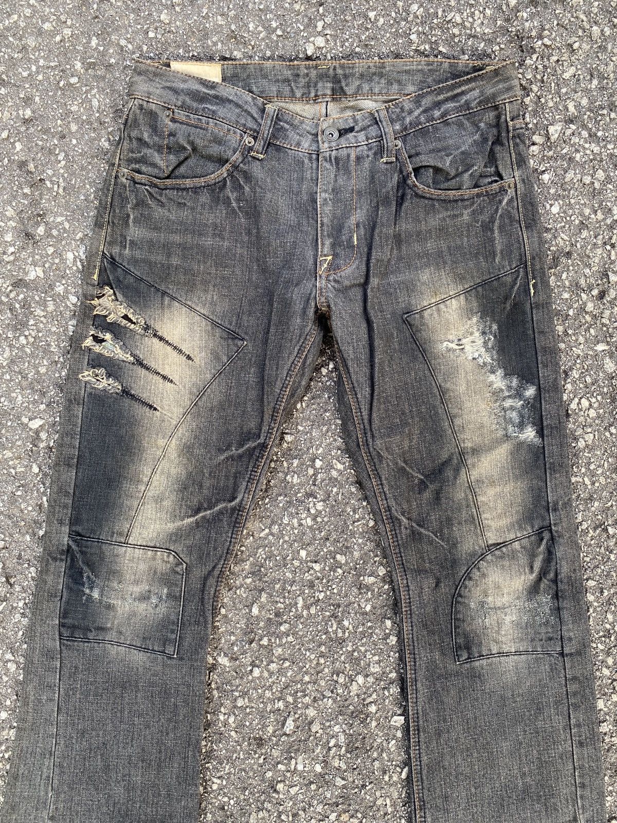 If Six Was Nine × Japanese Brand × Le Grande Bleu (L.G.B.) Flare Vintage Steen Blue Patchwork Distressed Denim Size US 31 - 3 Thumbnail