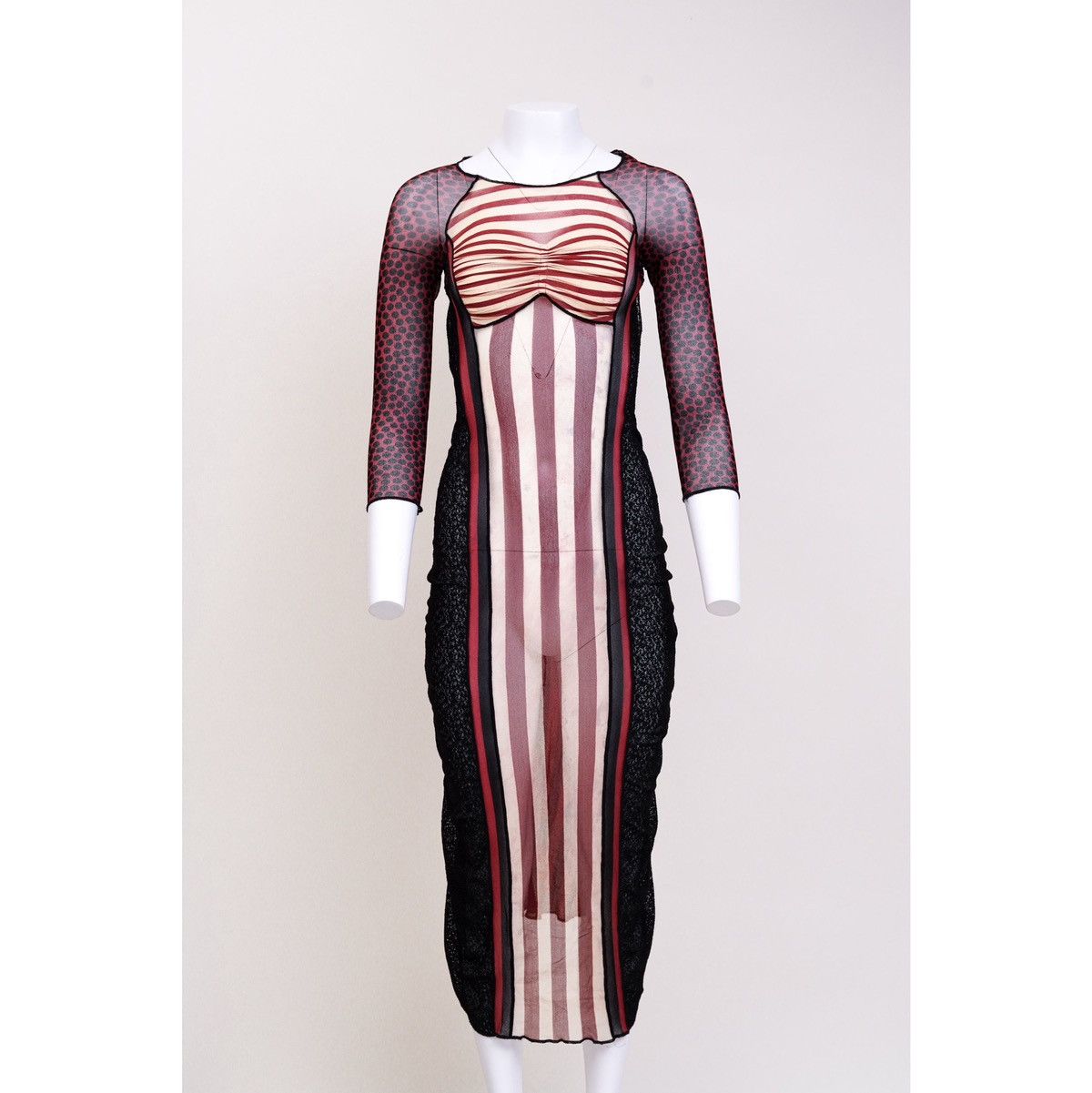 Jean Paul Gaultier Jean Paul Gaultier S/S 1996 Striped Mesh Dress Size S / US 4 / IT 40 - 2 Thumbnail