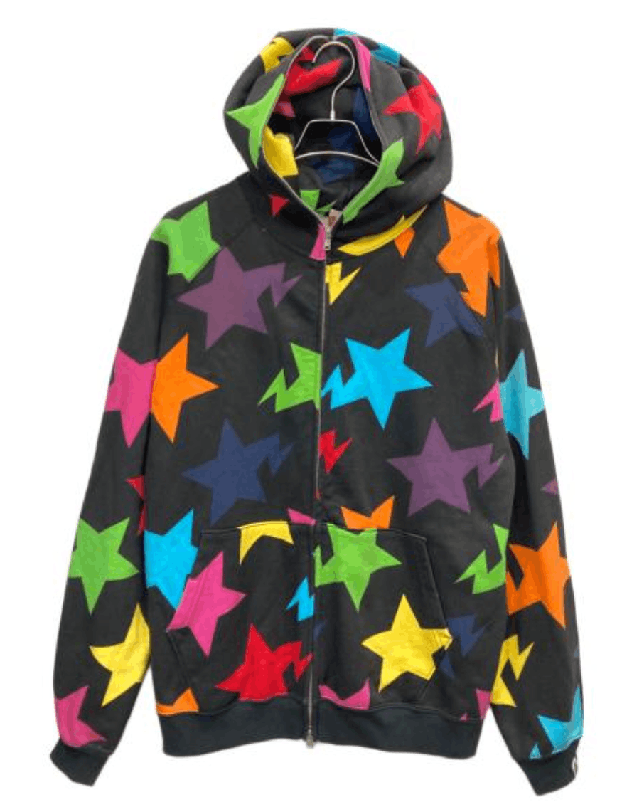 Bape Bape Black Multi Sta Pattern Star Full Zip Hoodie Size US L / EU 52-54 / 3 - 1 Thumbnail