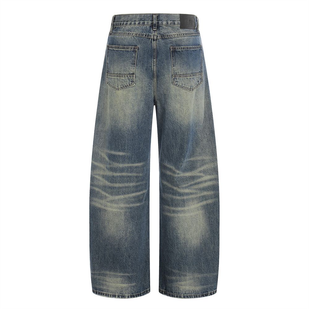 Jean Vintage washed distressed loose casual men's curved jeans Size US 32 / EU 48 - 2 Thumbnail