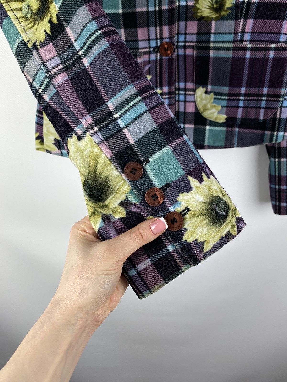 Versace Jeans Couture × Vintage Versace Jeans Couture floral pattern checked blazer jacket Size S / US 4 / IT 40 - 12 Thumbnail