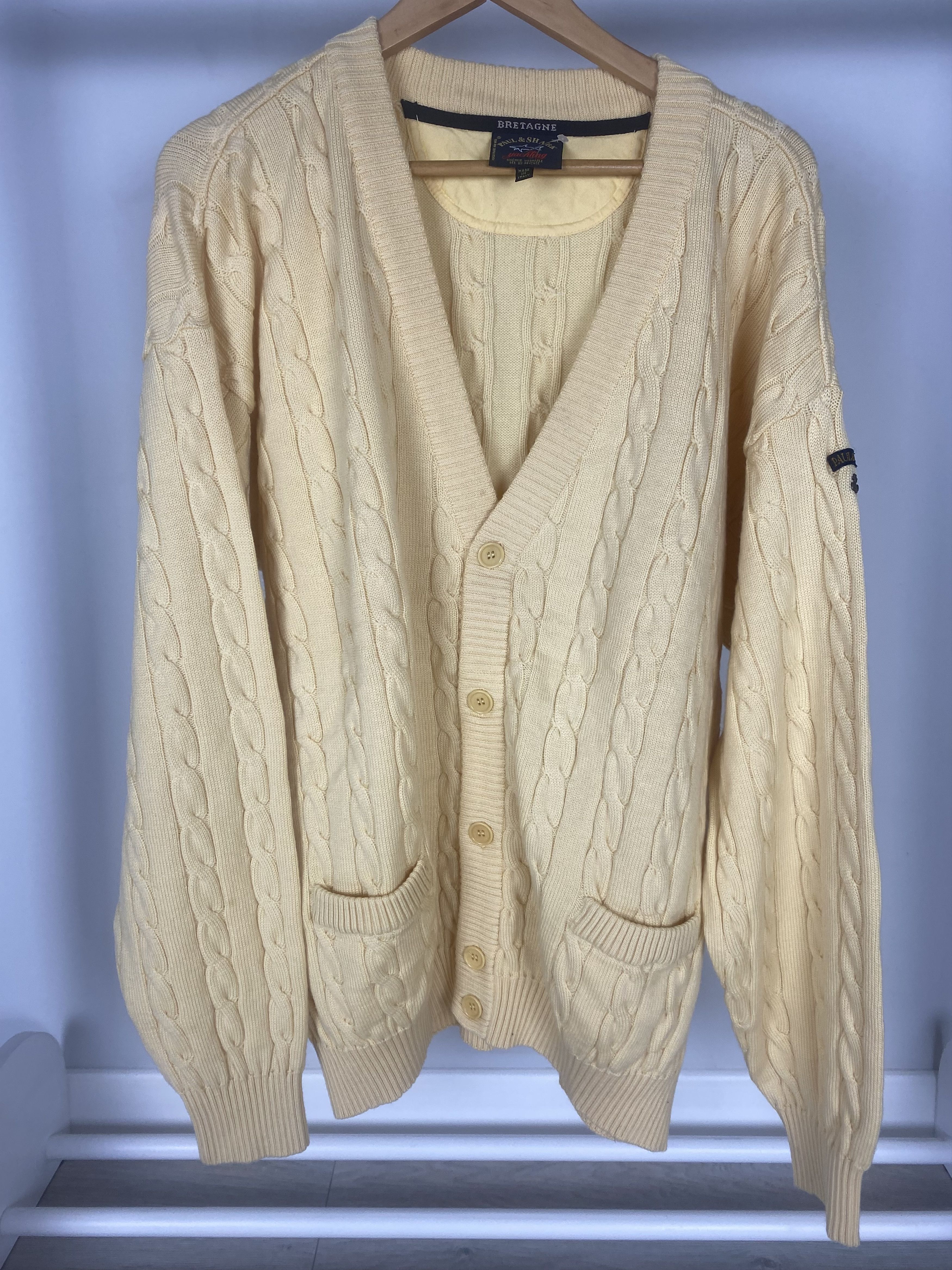 image of Paul Shark Paul & Shark Bretagne Wool Cardigan Sweater in Yellow, Men's (Size 2XL)