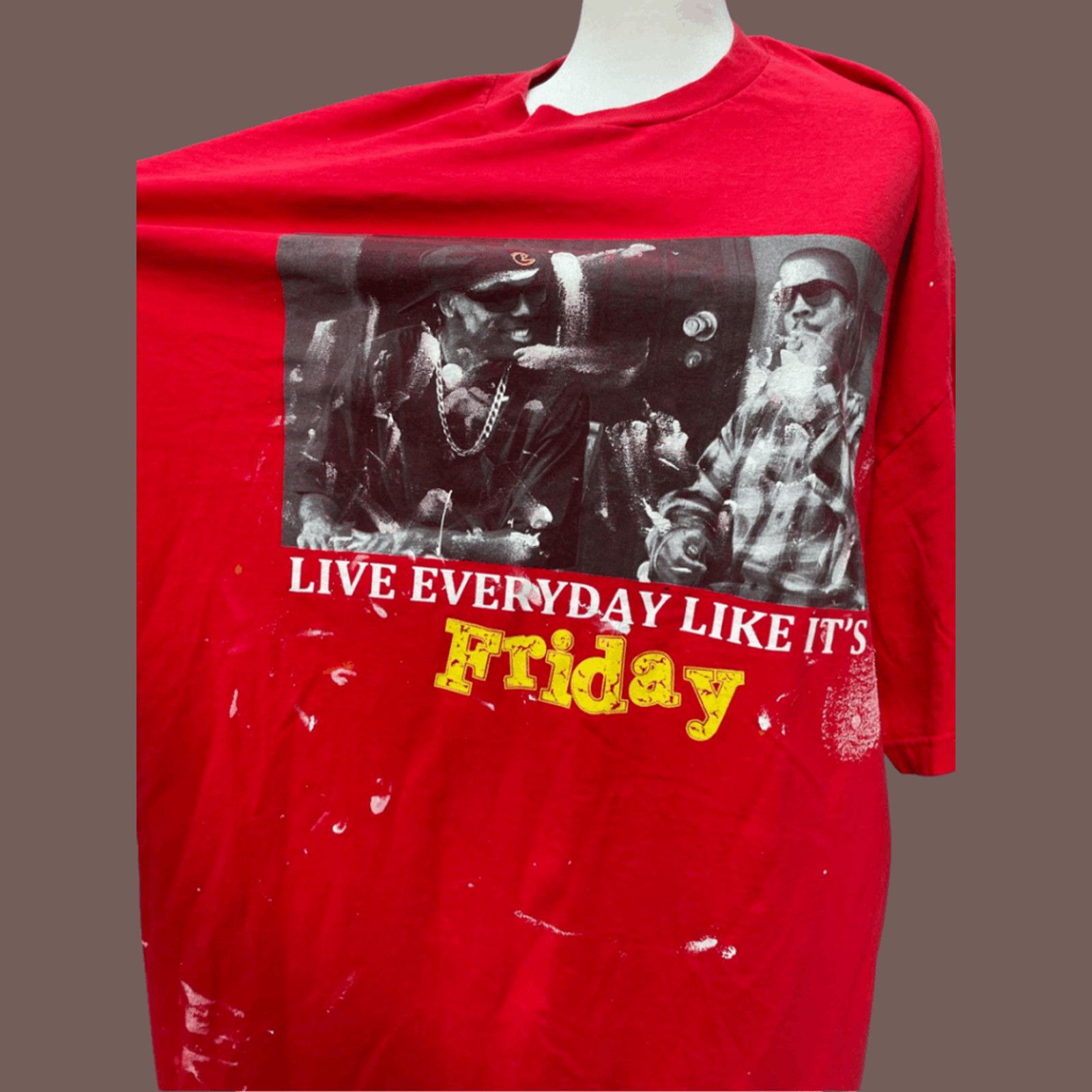Vintage VTG Graphic Tee | PAG Red “Friday” Print | Y2K Distressed Size US XXL / EU 58 / 5 - 4 Thumbnail