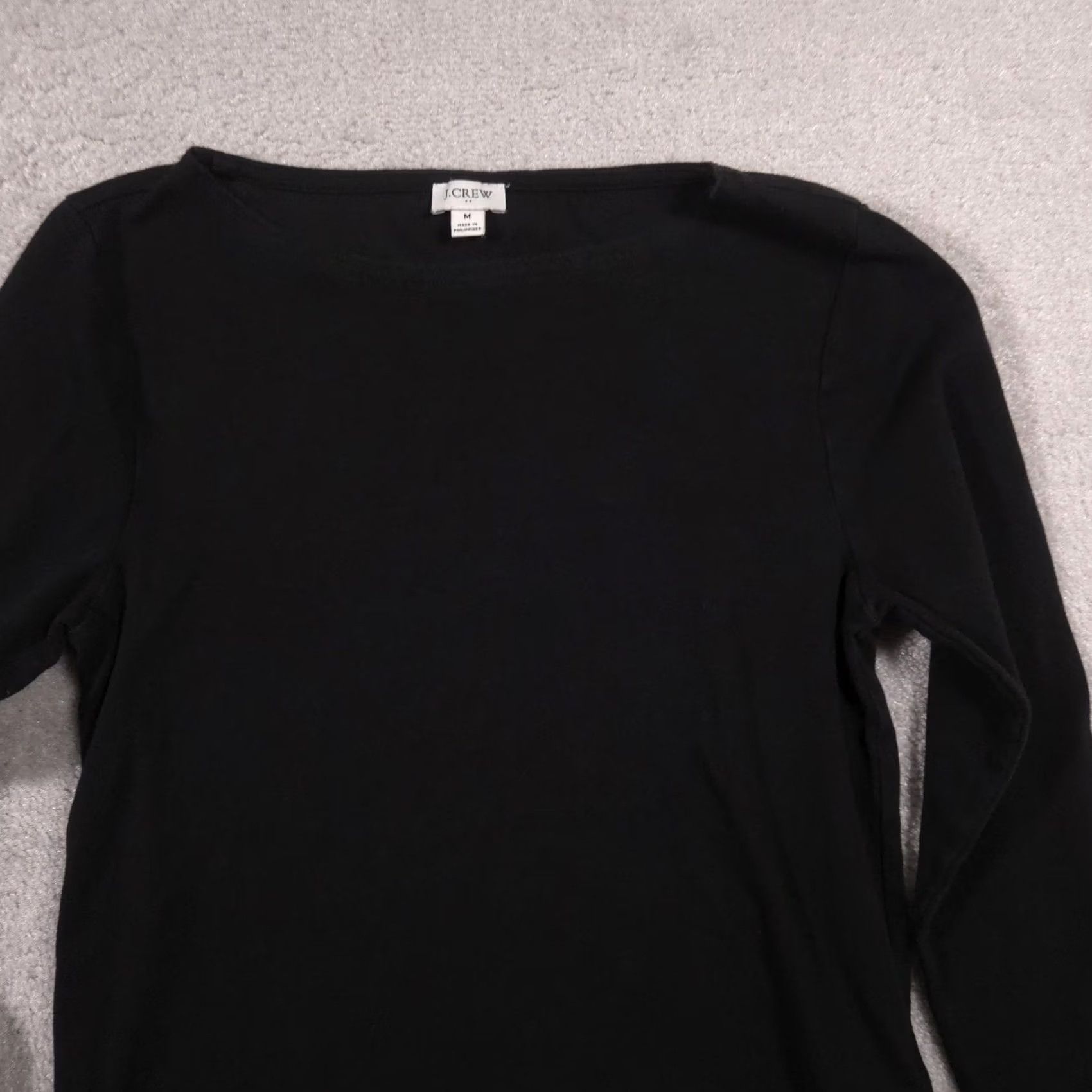 J.Crew J.Crew Shirt Womens M Black Boat Neck Long Sleeve Button Cuff Stretch Top Size M / US 6-8 / IT 42-44 - 4 Thumbnail