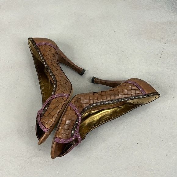 Bottega Veneta Bottega Veneta Intrecciato Woven Grommet Peep Toe Stacked He Size US 8 / IT 38 - 6 Thumbnail