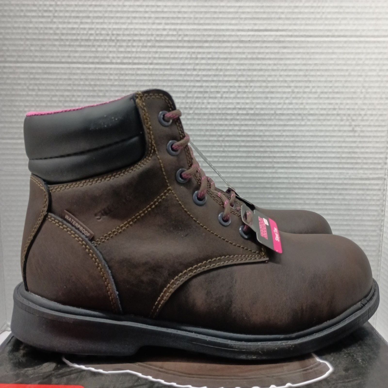 Other Brahma Work Boots Women's US 8 Brown Pink Safety Steel Toe Size US 8 / IT 38 - 1 Thumbnail