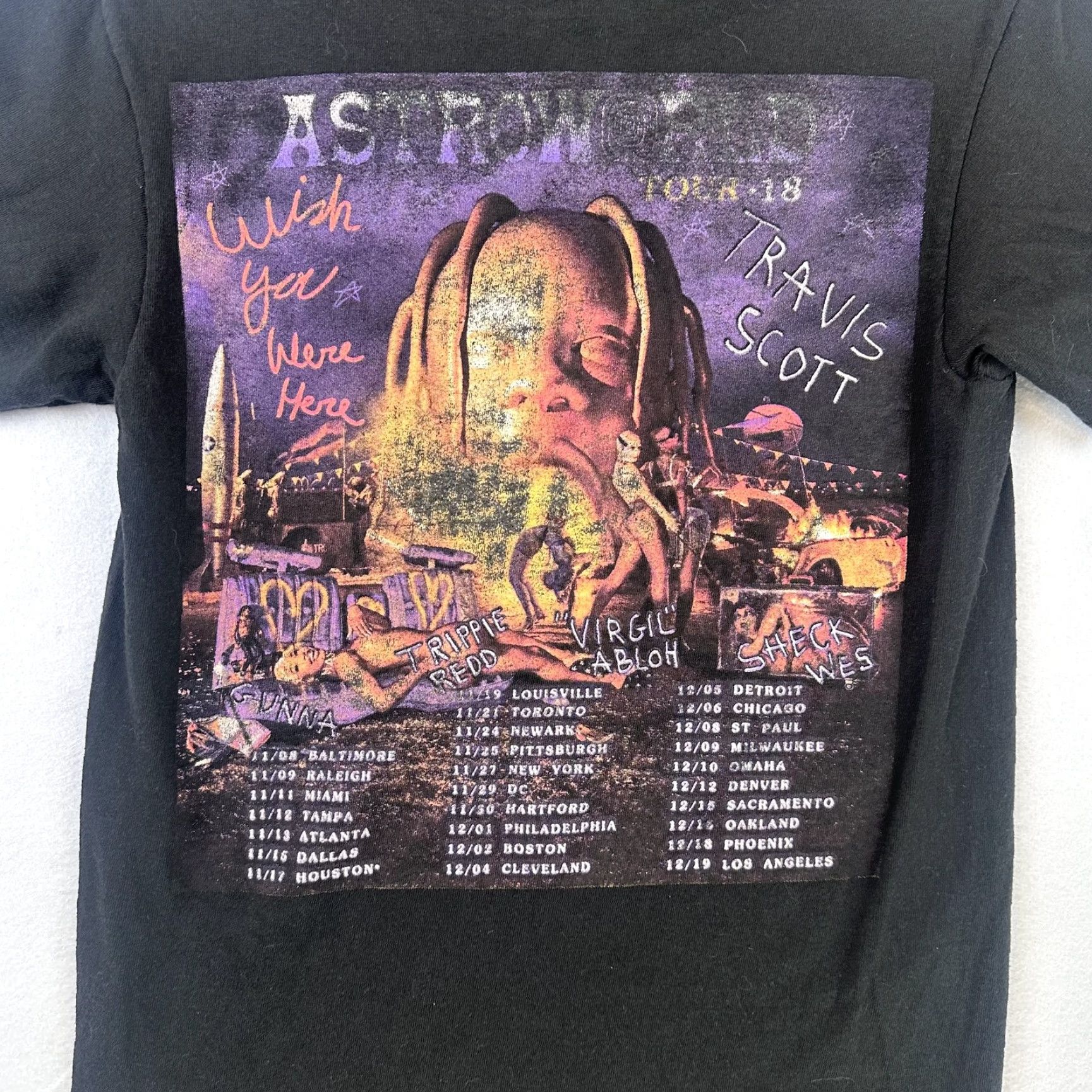 Delta Travis Scott Astroworld Shirt Mens Small Black Tour 2018 Wish You Were Here Tee Size US S / EU 44-46 / 1 - 7 Thumbnail