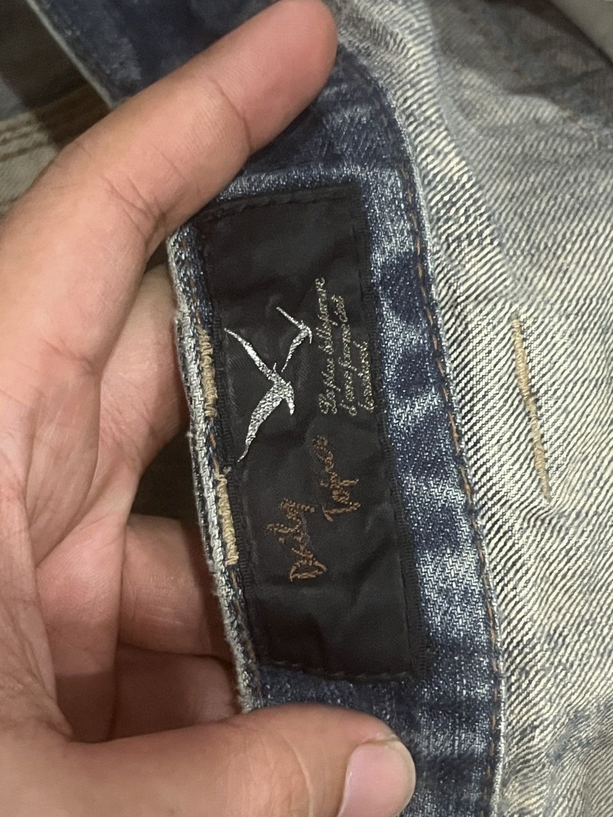 Le Grande Bleu (L.G.B.) Vintage Japan Daily Topics Double Waist Whisker Rusty Jeans Size US 34 / EU 50 - 15 Thumbnail