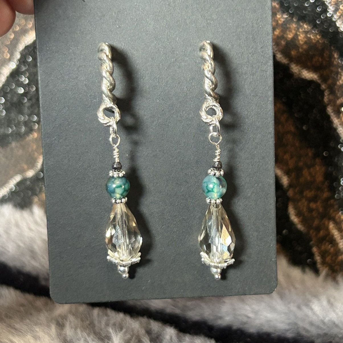 Handmade Handcrafted raindrop faceted rutilated quartz earrings Size ONE SIZE - 3 Thumbnail