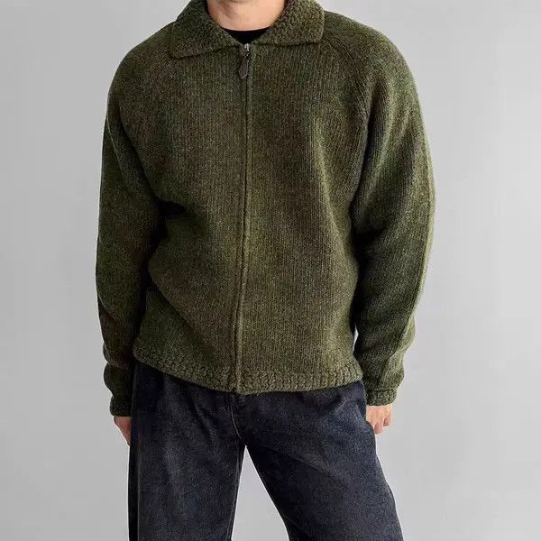 Japanese Brand Vintage Green L Casual Knit Sweater Lapel Jacket Coat Size US M / EU 48-50 / 2 - 7 Thumbnail