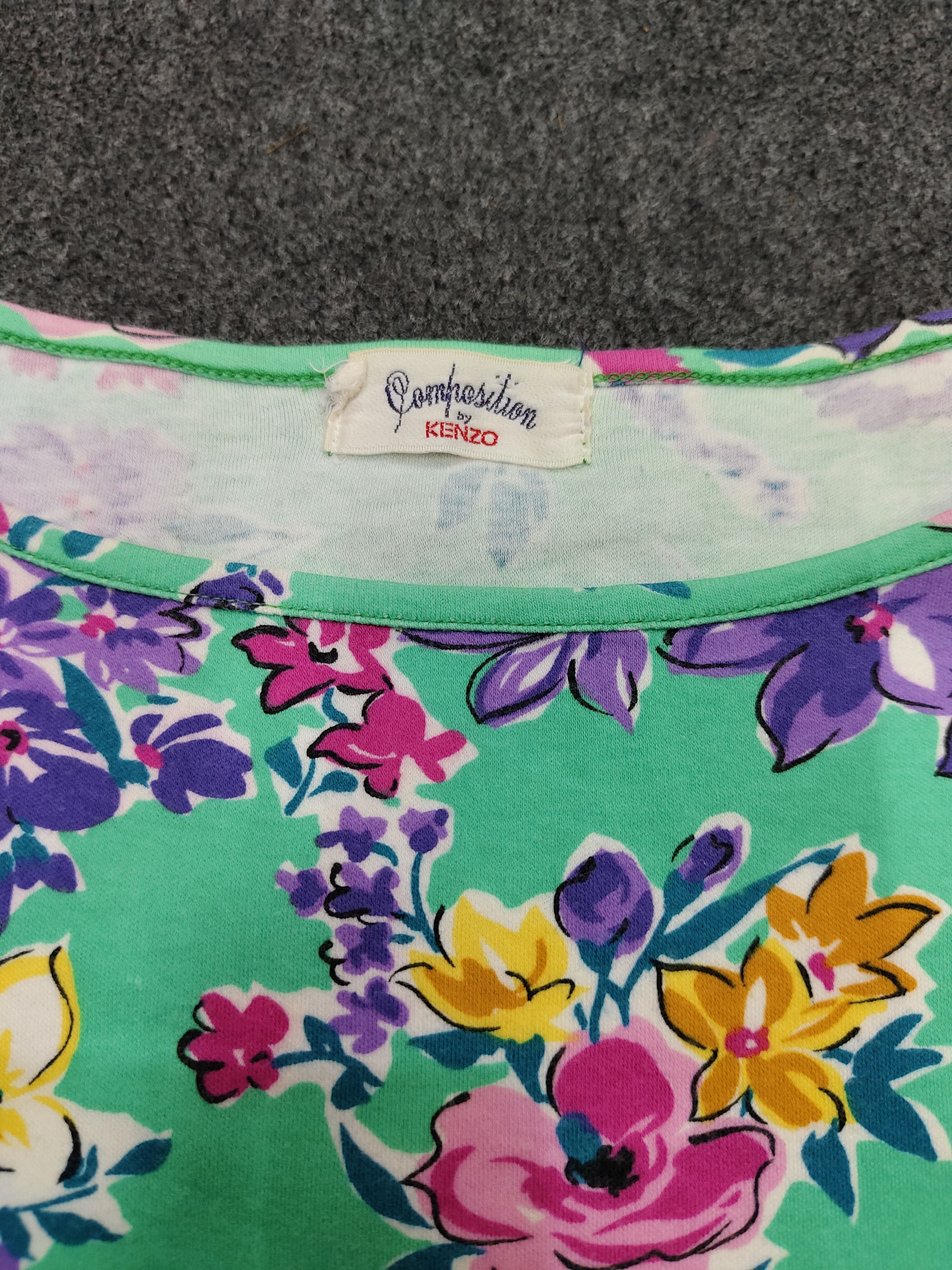 Kenzo 90s Kenzo Composition Flowers Graphic Long Sleeve Size M / US 6-8 / IT 42-44 - 6 Thumbnail