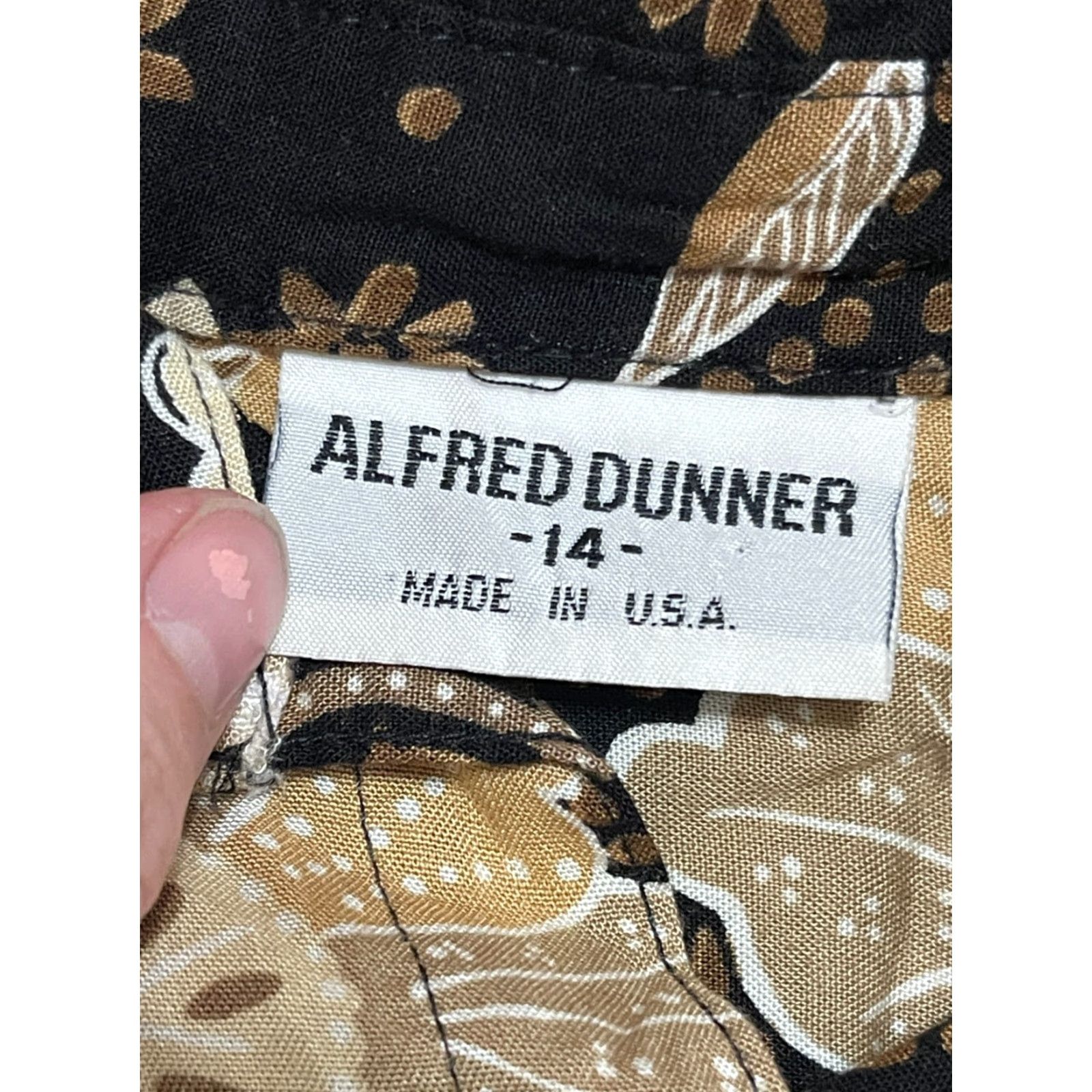 Vintage Alfred Dunner Shirt Women's 14 Black Tan Short Sleeve Button Up Shirt Size XL / US 12-14 / IT 48-50 - 6 Thumbnail