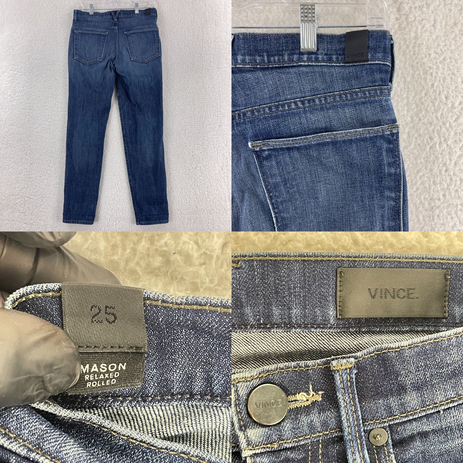 Vince Vince Jeans Womens 25 Blue Denim Mid-Rise Relaxed Rolled 5-Pocket City USA Bohemian Skinny Denim Jeans Women Size 42" / US 20 - 9 Thumbnail