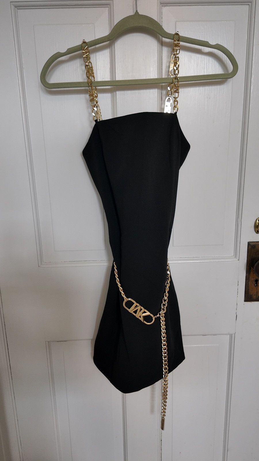 Michael Kors Michael Kors Black Mini Dress with Gold Chain Size XS / US 0-2 / IT 36-38 - 3 Thumbnail