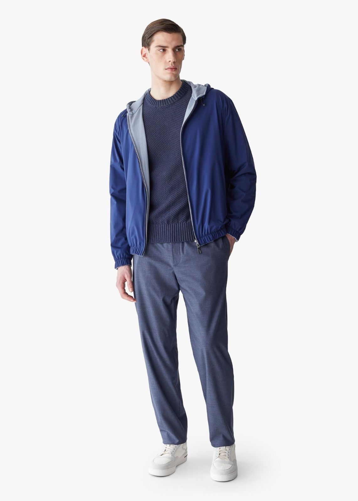 Loro Piana o1srvl11e0924 Reversible Bomber Jacket in Blue/Grey Size US S / EU 44-46 / 1 - 1 Thumbnail
