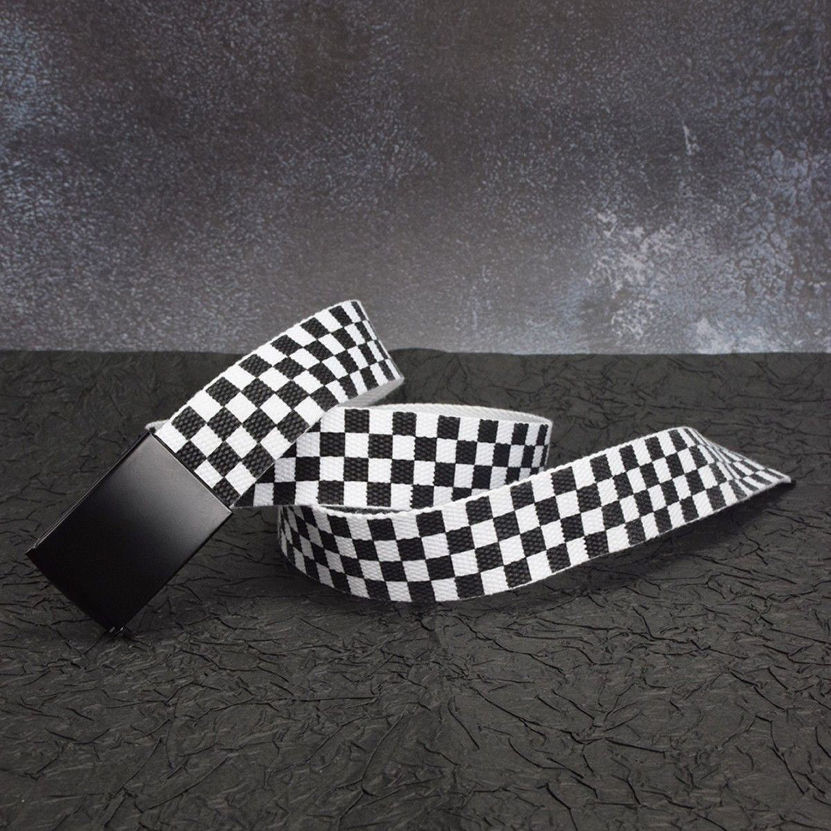 Japanese Brand × Vintage Black & White Checker Canvas Belt Size ONE SIZE - 3 Thumbnail