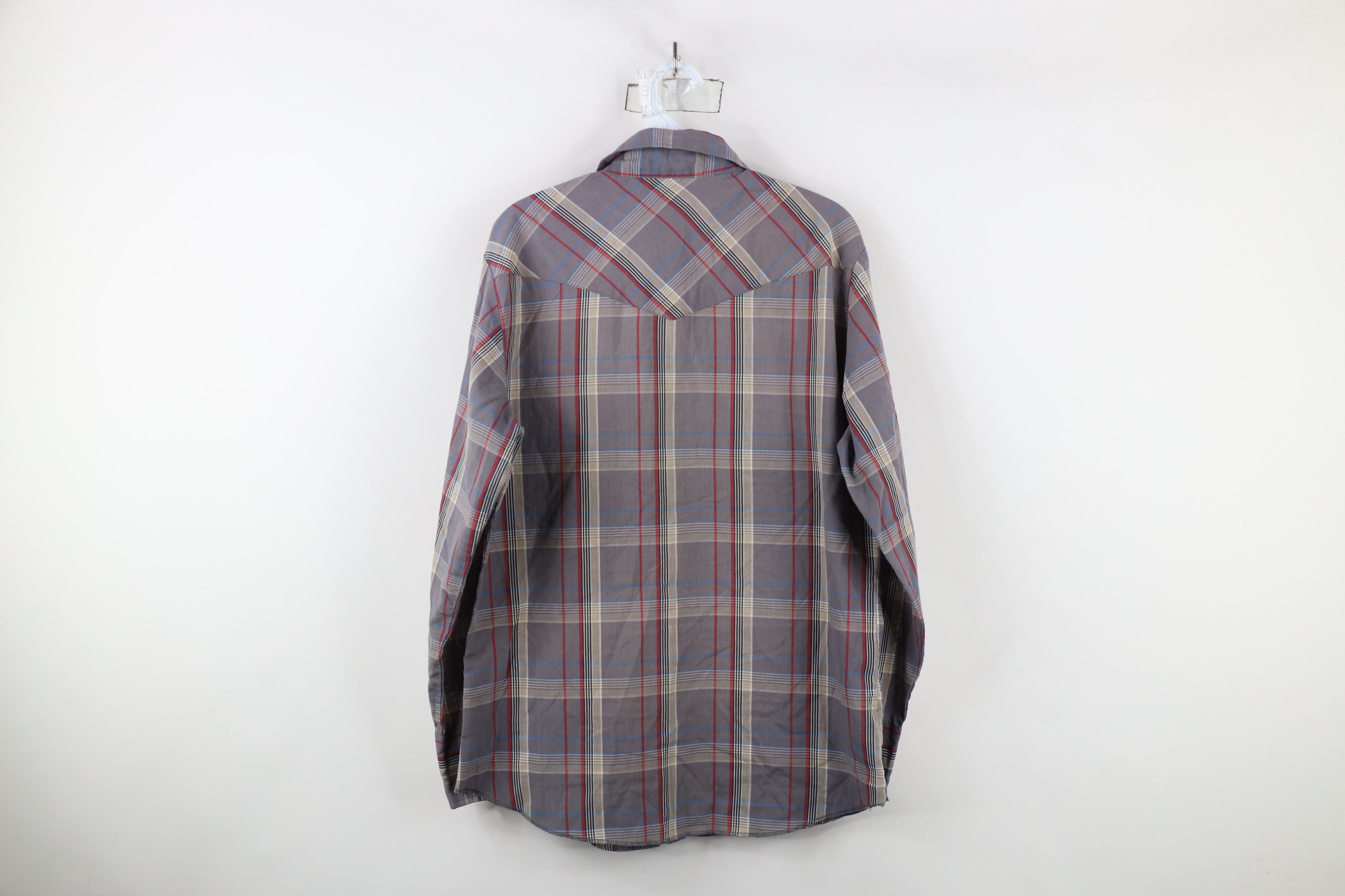 Vintage × Wrangler Vintage 90s Wrangler Western Cowboy Snap Button Shirt Plaid Size US L / EU 52-54 / 3 - 9 Thumbnail
