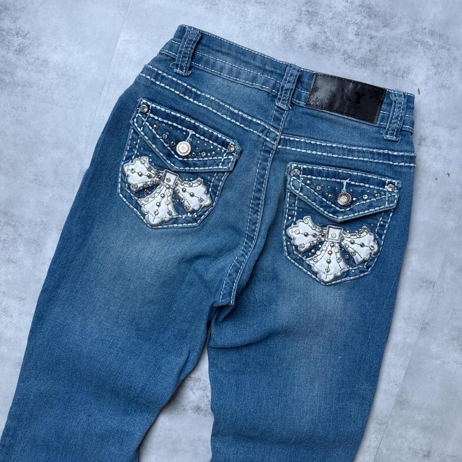 Other Y2K Sky Flared Denim 00s Baggy Jeans Size 26" / US 2 / IT 38 - 7 Thumbnail