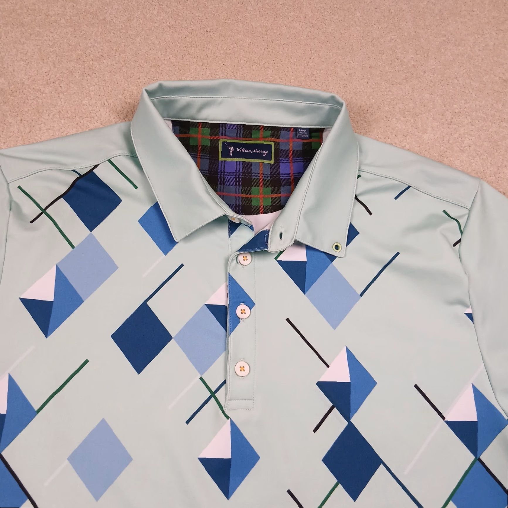 Vintage William Murray Polo Shirt Mens Large Mint Green Stretch Polo Shirt Golf Activewear Casual Shirt Mens L Green Stretch Modern Sports Size US L / EU 52-54 / 3 - 2 Thumbnail