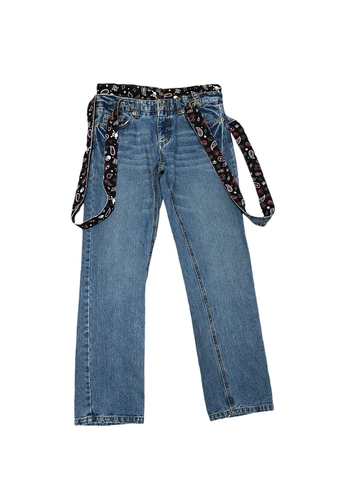 Designer Streetwear X japanese brand Double waist jeans Size US 31 - 1 Thumbnail