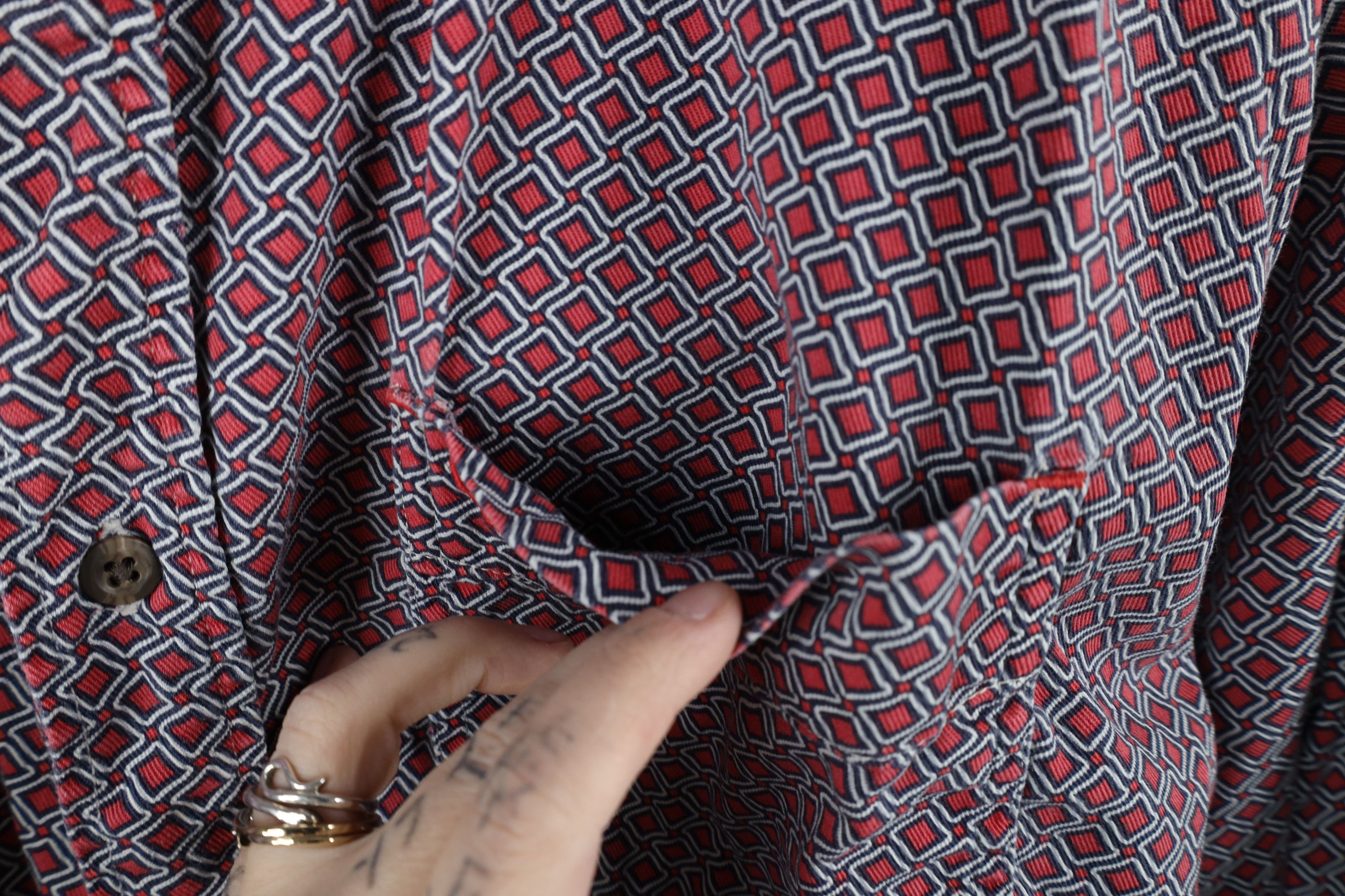 Ariat × Vintage Ariat FR Fire Flame Resistant Geometric Button Shirt Red Size US XXL / EU 58 / 5 - 7 Thumbnail