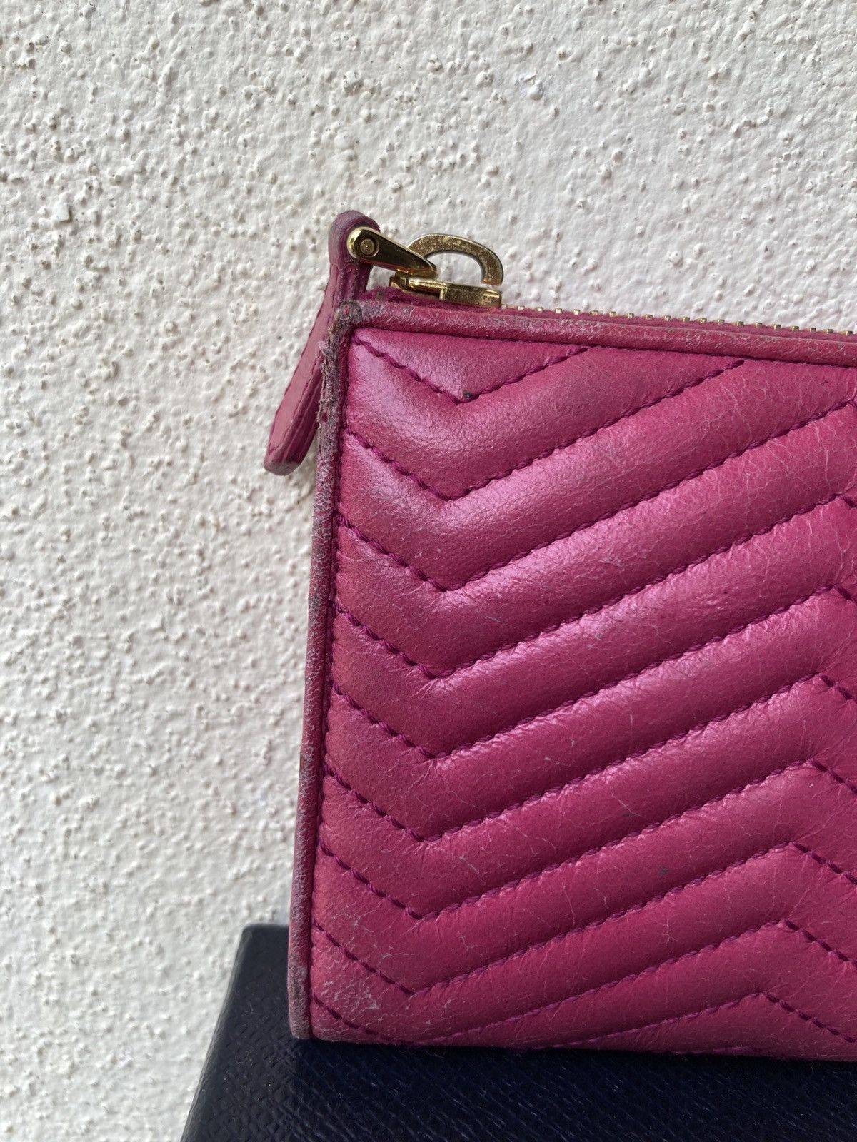 Prada Prada Saffiano Chevron Ribbon Peonia Pink Wallet Size ONE SIZE - 3 Thumbnail