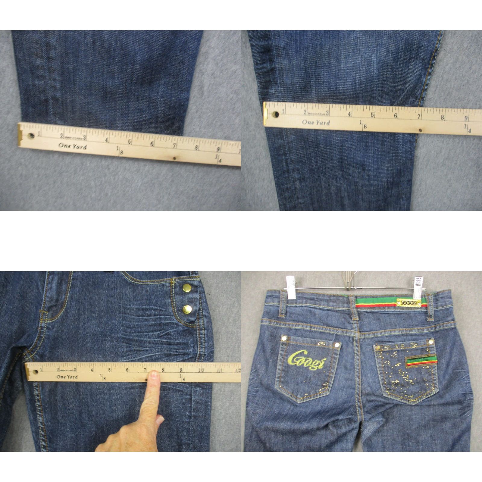 Coogi COOGI Jeans Womens 18 Blue Straight Leg Denim Gold Embellished Pockets Designer Size 40" / US 18 - 8 Thumbnail