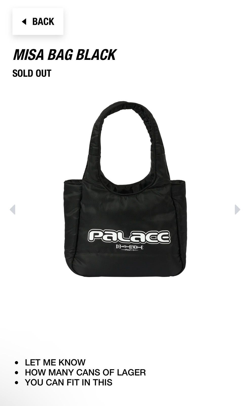 Other PALACE DEATHNOTE MISA BAG Size ONE SIZE - 3 Thumbnail