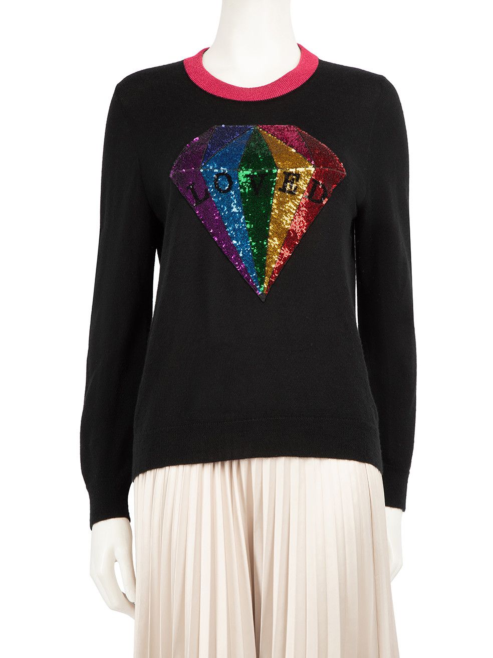 image of Gucci Black Cashmere Loved Sequinned Jumper, Women's (Size XL)