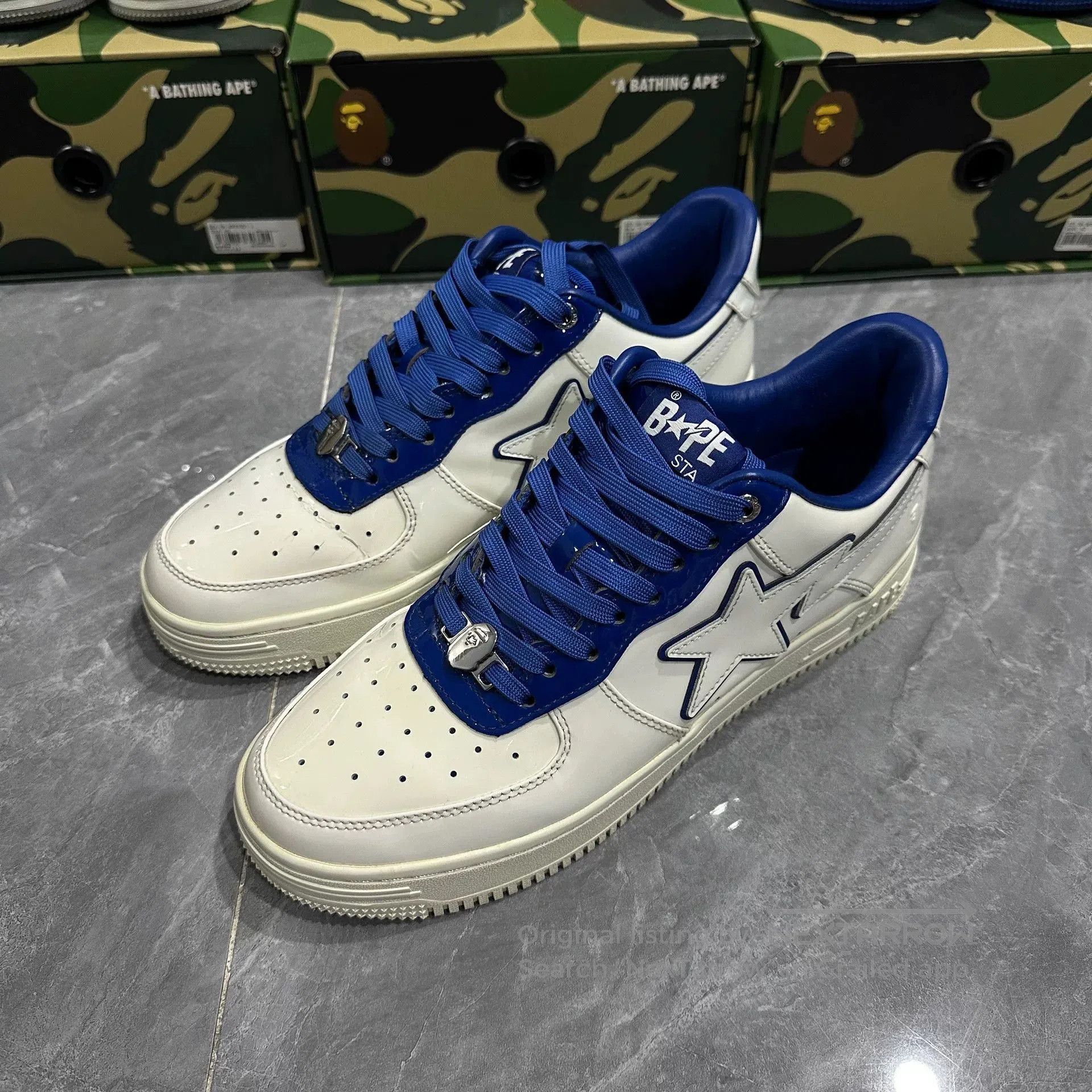 Bape BAPE STA Bapesta White Blue Sneakers. Size US 10 / EU 43 - 1 Thumbnail