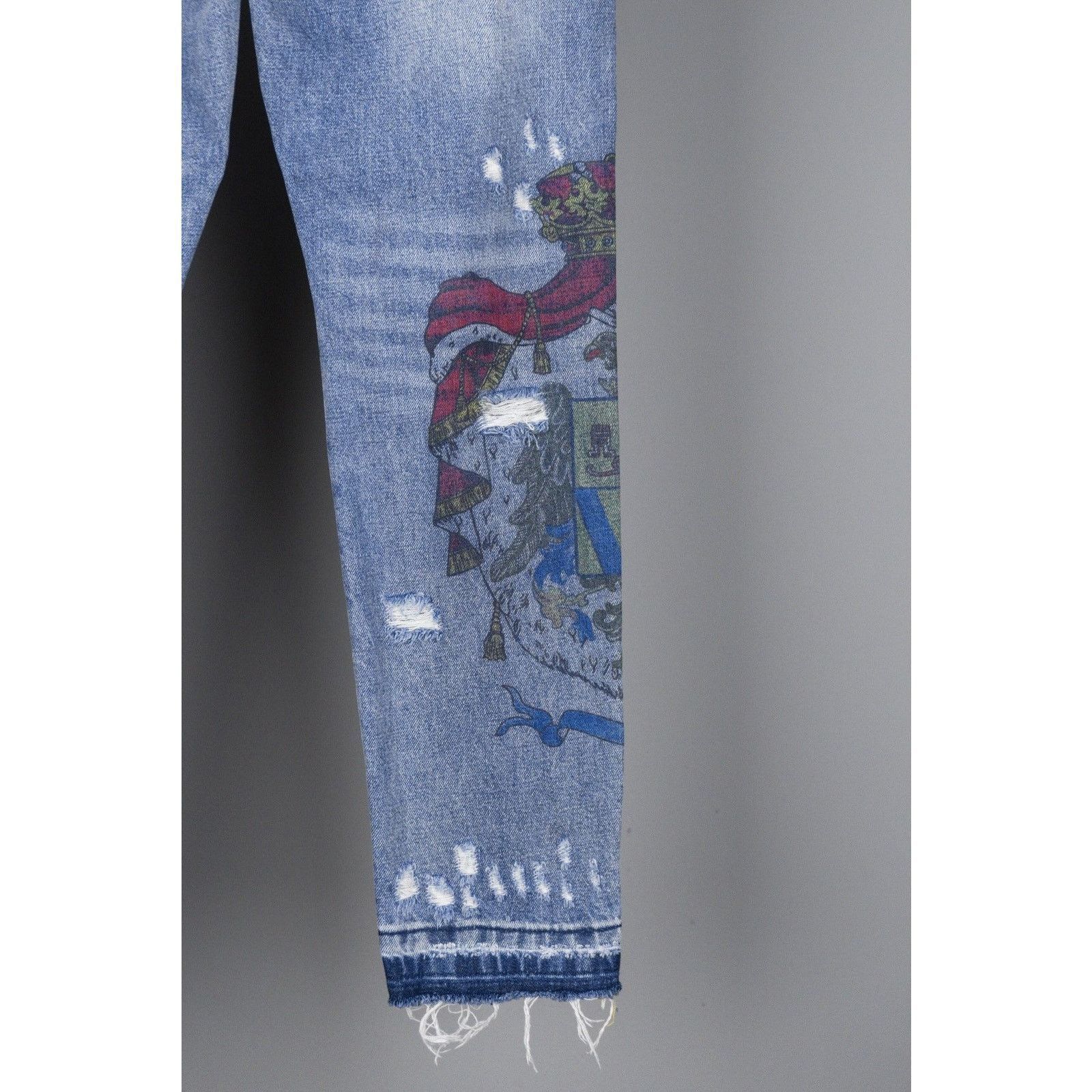 Dolce & Gabbana Dolce gabbana light blue printed ripped denim pants jeans Size US 30 / EU 46 - 7 Thumbnail